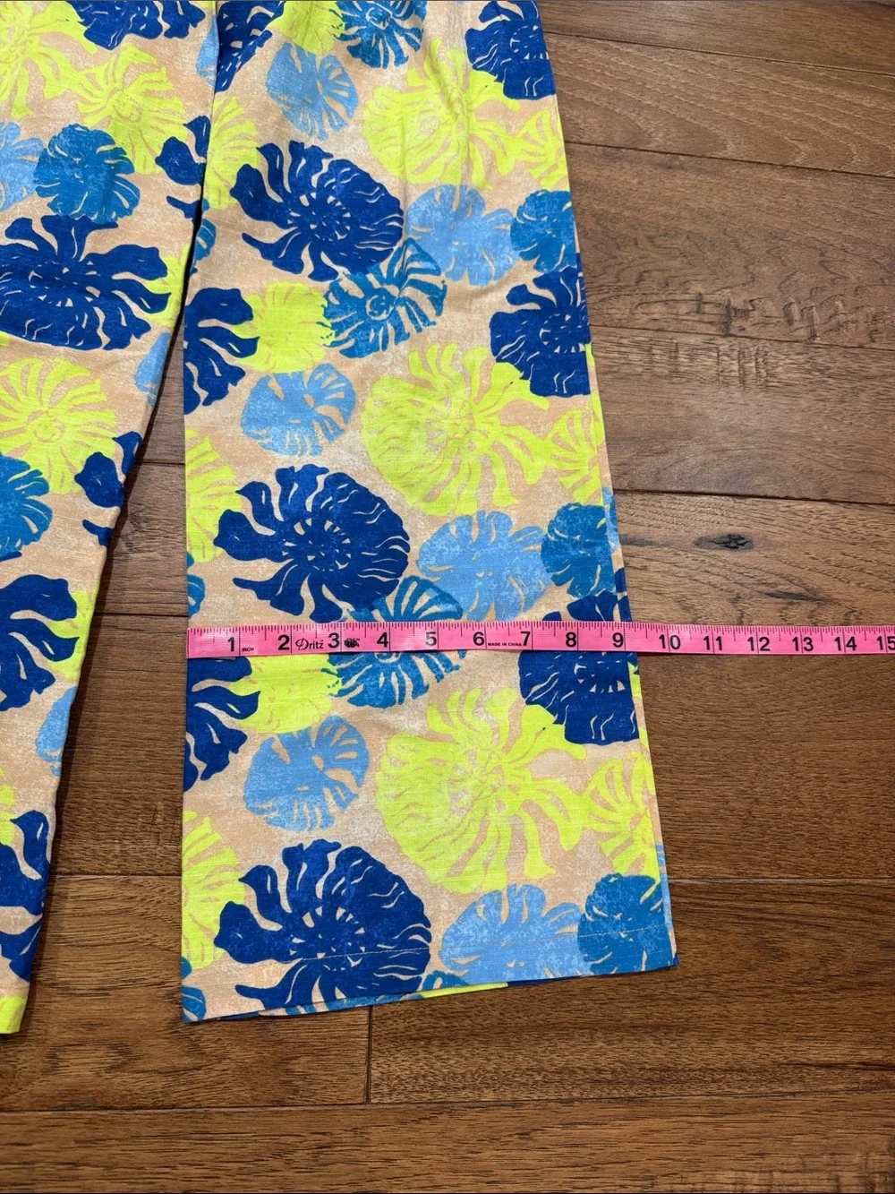 Tahari Girl 2 Piece Pants Tank Top Set Tropical Leaves- Size 10